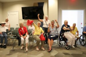 Group of older adults playing Summer Games Event at Lakewood Senior Living