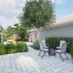 Outdoor patio at Lakewood's Woodside Cottages