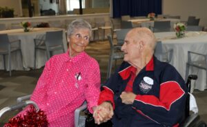 Residents Dick and Carol Dunsings renewing their wedding vowels