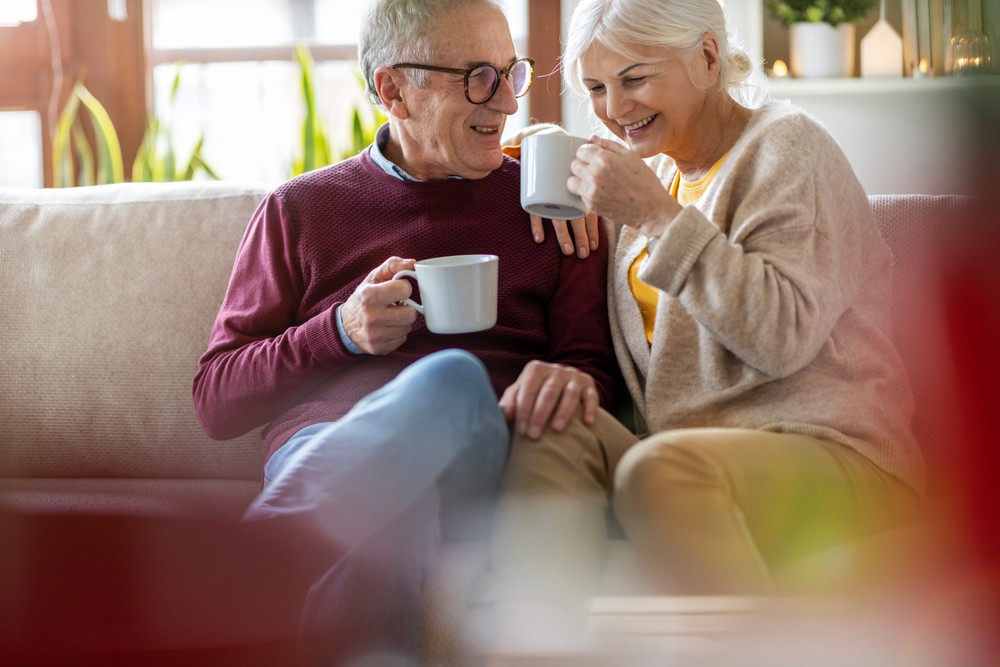 Senior couple relaxing at home